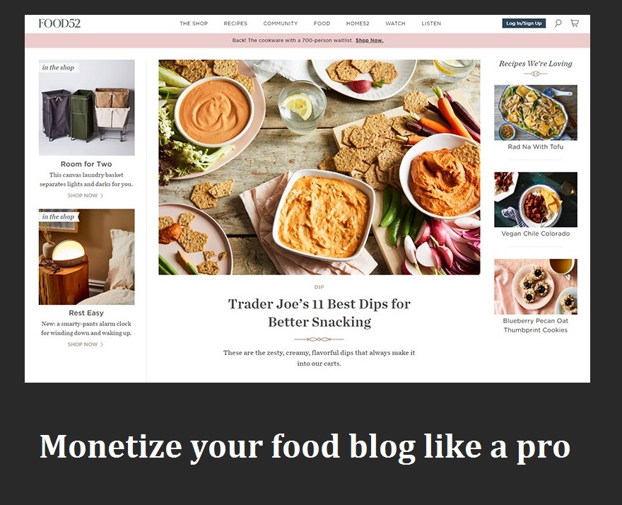 Learn how to monetize your food blog on 2022