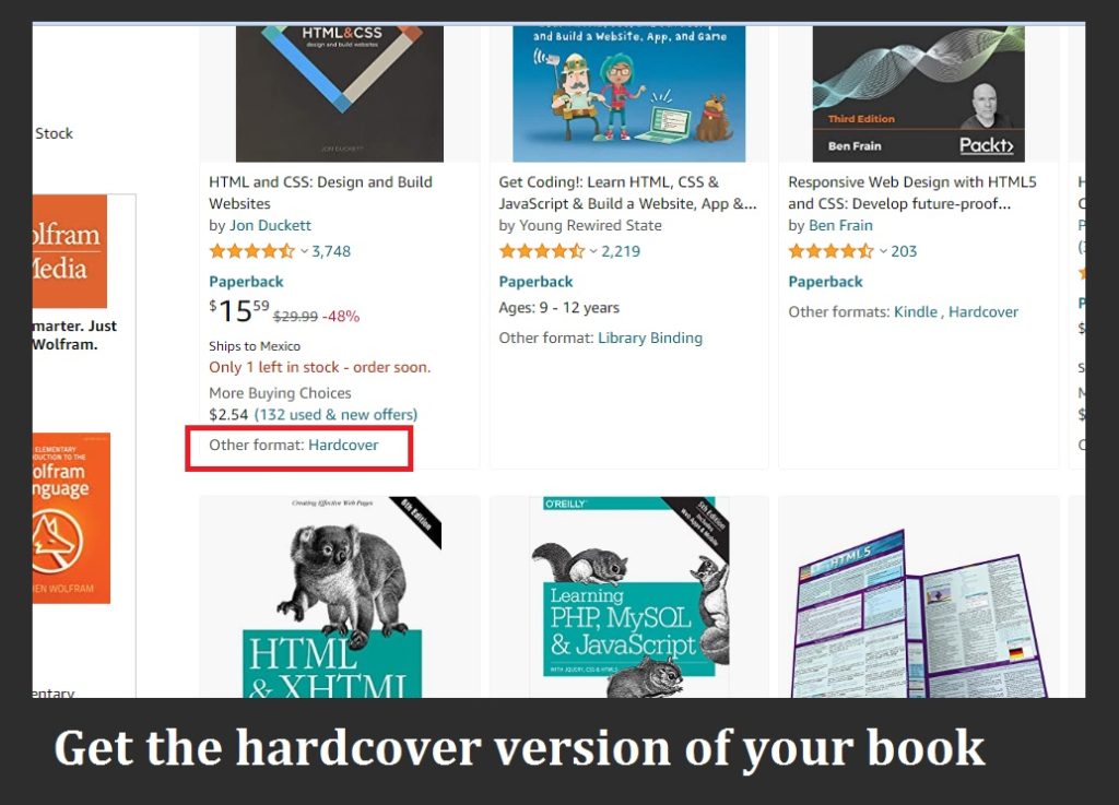 Its easy to find your favorite book hardcover version with amazon kdp